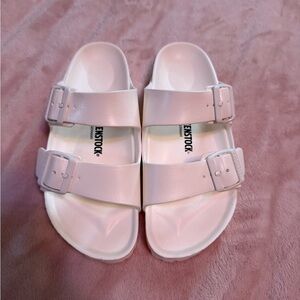 Birkenstock  White Double-Buckle Slide Sandals